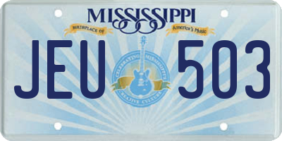 MS license plate JEU503