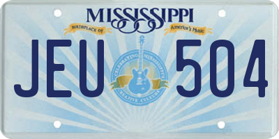 MS license plate JEU504
