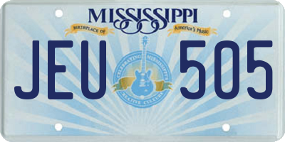 MS license plate JEU505