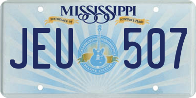 MS license plate JEU507