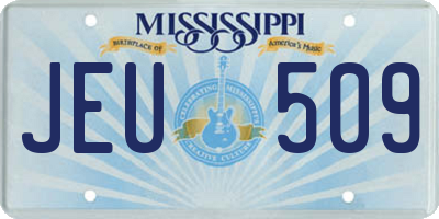 MS license plate JEU509