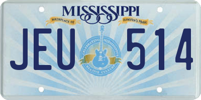 MS license plate JEU514
