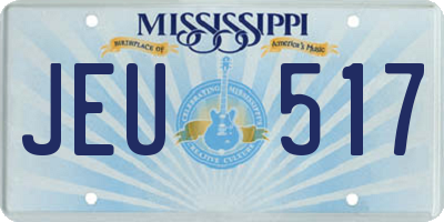 MS license plate JEU517