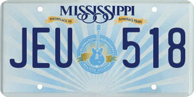 MS license plate JEU518