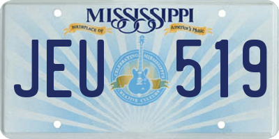 MS license plate JEU519
