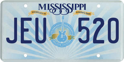 MS license plate JEU520
