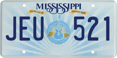 MS license plate JEU521