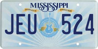 MS license plate JEU524