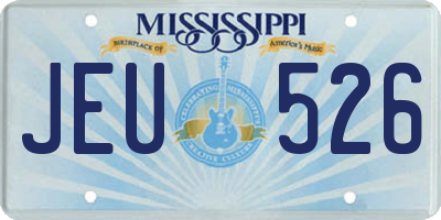 MS license plate JEU526
