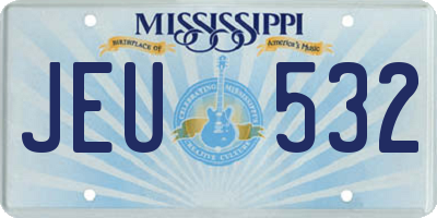 MS license plate JEU532
