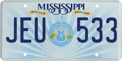 MS license plate JEU533