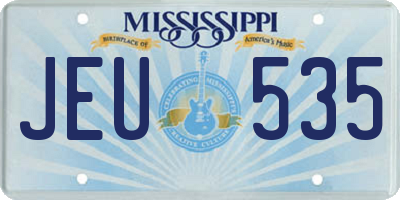 MS license plate JEU535