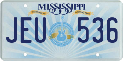 MS license plate JEU536