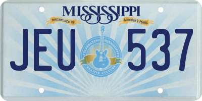 MS license plate JEU537
