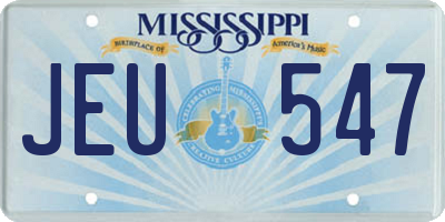 MS license plate JEU547