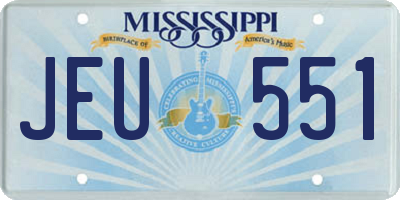 MS license plate JEU551