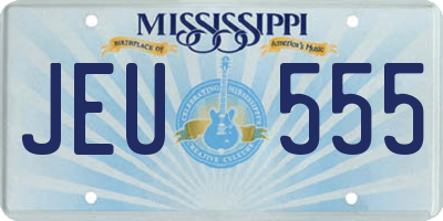 MS license plate JEU555