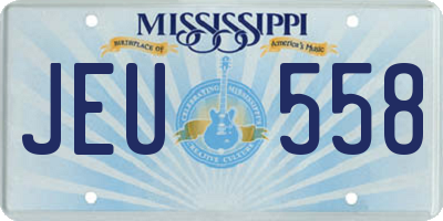 MS license plate JEU558