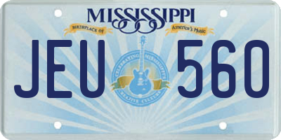 MS license plate JEU560