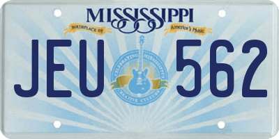 MS license plate JEU562