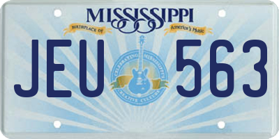 MS license plate JEU563