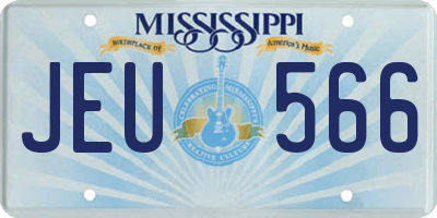 MS license plate JEU566