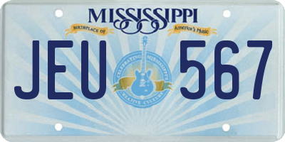 MS license plate JEU567