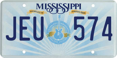 MS license plate JEU574