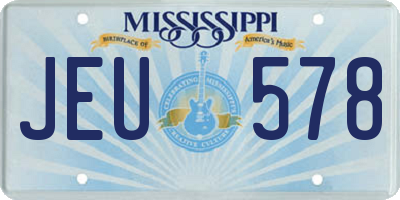 MS license plate JEU578