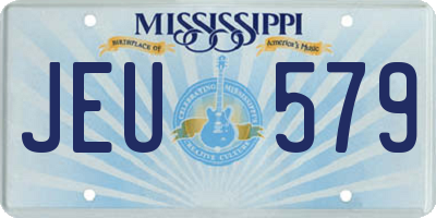 MS license plate JEU579