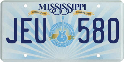 MS license plate JEU580