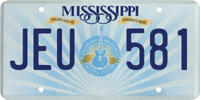 MS license plate JEU581