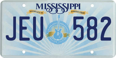 MS license plate JEU582