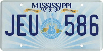 MS license plate JEU586