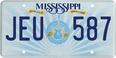 MS license plate JEU587