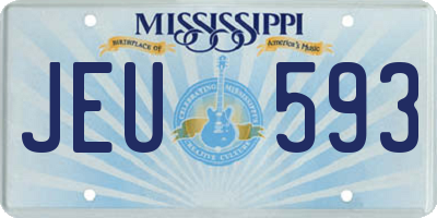 MS license plate JEU593