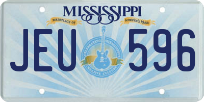 MS license plate JEU596