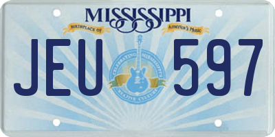 MS license plate JEU597