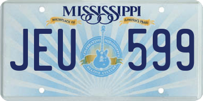 MS license plate JEU599