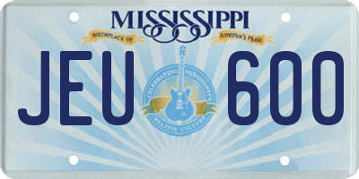 MS license plate JEU600