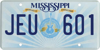 MS license plate JEU601