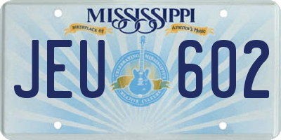 MS license plate JEU602