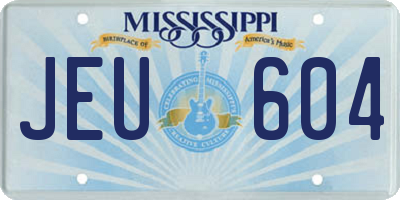 MS license plate JEU604