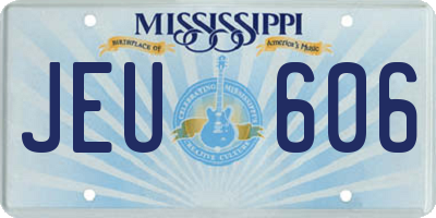 MS license plate JEU606
