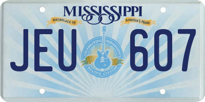 MS license plate JEU607