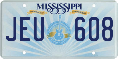 MS license plate JEU608