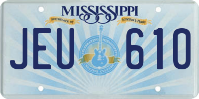 MS license plate JEU610