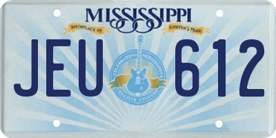 MS license plate JEU612