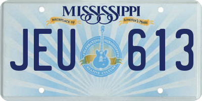MS license plate JEU613