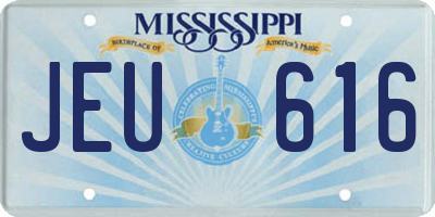 MS license plate JEU616